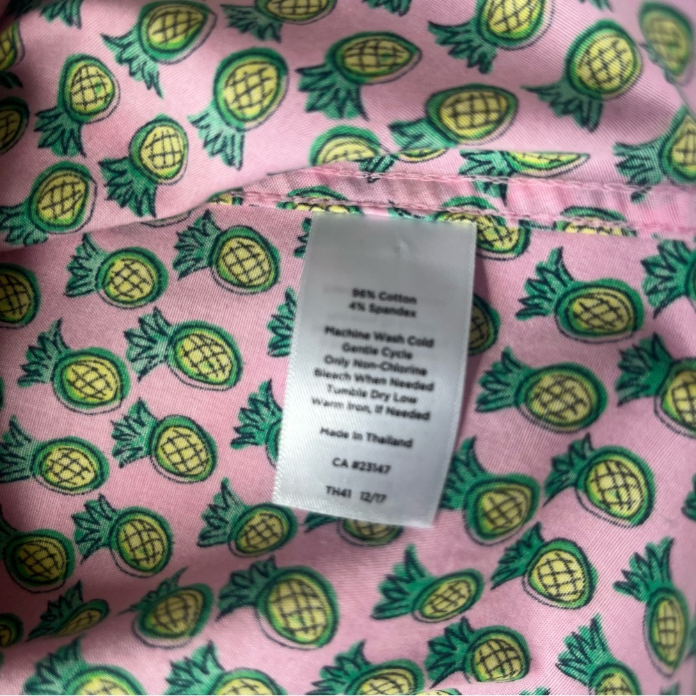 Talbots No-Iron Scalloped Edge Pineapple Print Sleeveless Blouse Size 10 - Picture 8 of 9